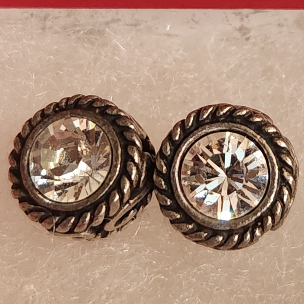 Vintage  Silver CZ Stud Earrings